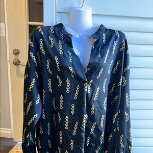 Zara Black and Gold Chain Pattern Women’s Blouce